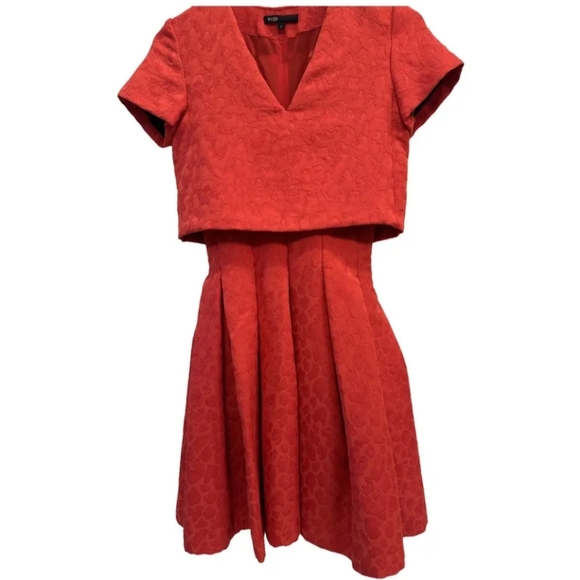 NWT Maje Designer Rouge Jaquard  Skirt Dress  Size 3 (XS) - Picture 1 of 11